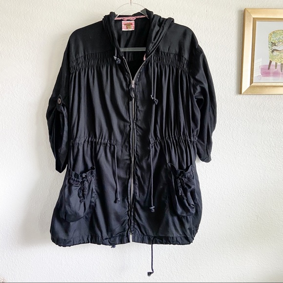 Free People Jackets & Blazers - Free People black drawstring cotton jacket medium